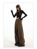 American Retro 2026 High-Waisted Wide-Leg Brown Jeans for Women