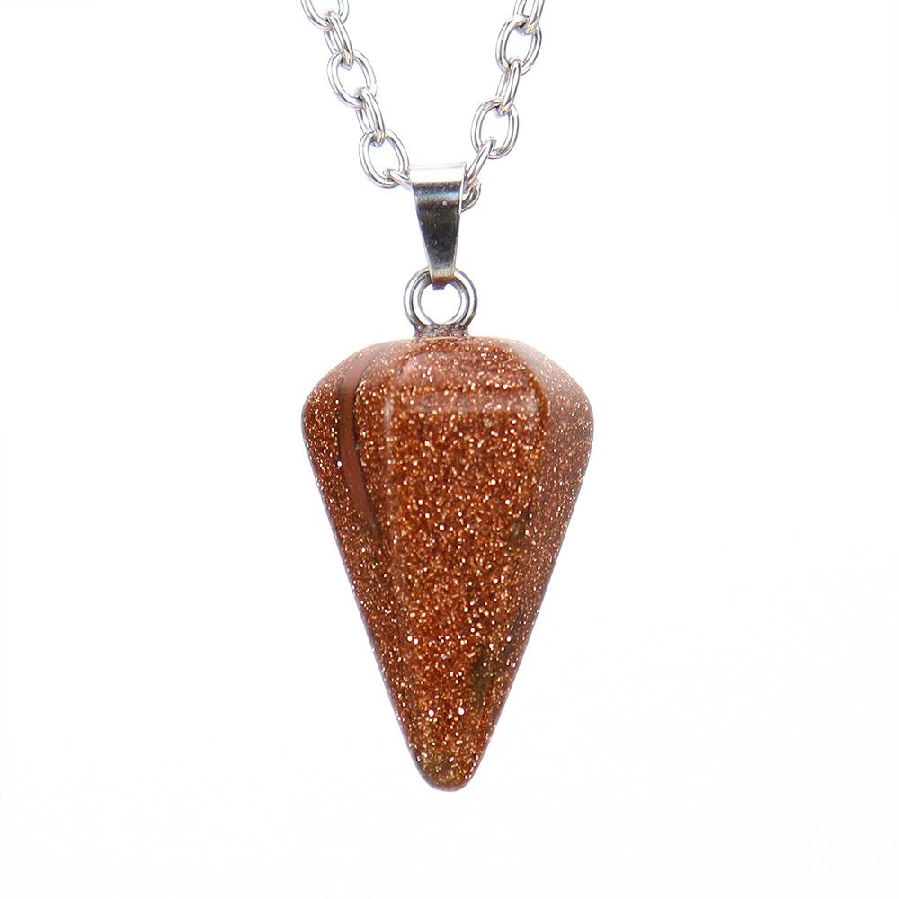 Natural Stone Crystal Cut Tapered Hexagonal Pillar Bullet Head Pendulum Necklace Pendant N631