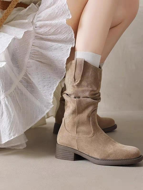 

Maillard ботинки-чулки женские средней высоты осенние ботинки 2025 новые западные ковбойские короткие ботинки рыцарские ботинки мартин 42 хаки