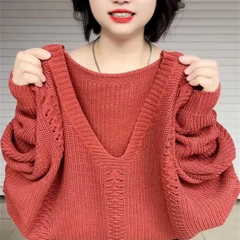 Übergröße Mint Mambo Herren Frühling und Herbst Oberteile Damen V-Ausschnitt Strickware Lockere Langarmpullover Damen