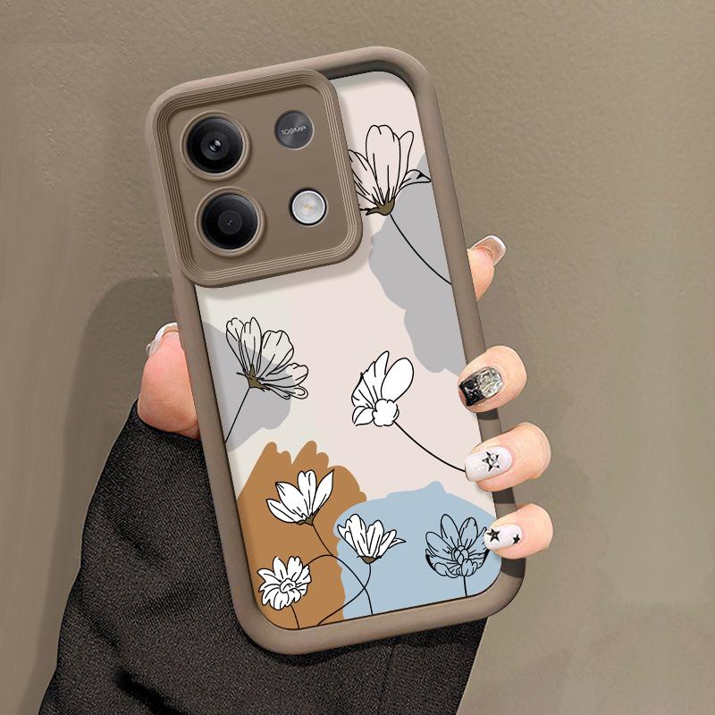 For Xiaomi 14t 13t Poco X6 F6 X5 Pro Redmi Note 14 13 12 11 10 Pro Line Flower Pattern Shockproof Silicone Soft Lens Protection Anti-Fall Case
