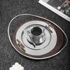 1PC Electroplating Color Decoration Stainless Steel Scandinavian Storage Round Tray Ins Wind Round Tray Wooden Handle