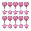 20pcs Metallic Aluminum Foil Heart Star Balloon Birthday Wedding Party Decoration Balloon(pink, 10pcs Heart Shaped+10pcs Star Shaped)