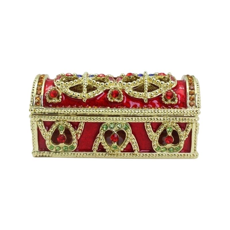 A52E Handcrafted Enamel Flower Jewelry Box For Earrings Bracelets