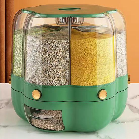 

Відро для рису. Побутовий, захищений від комах. Вологостійкий ящик для зберігання рису. Обертовий герметичний ящик для зберігання зерна Інструмент для кухонних перегородок 26.3*27cm темно-зелений колір