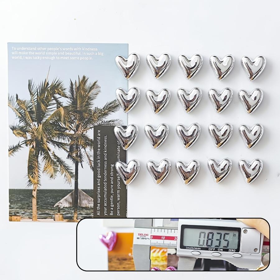 20 Cute Heart-shaped Decorative Magnets, Golden and Silvery Refrigerator Magnets, Small Home Kitchen Magnet Set for Decorating Office Whiteboards