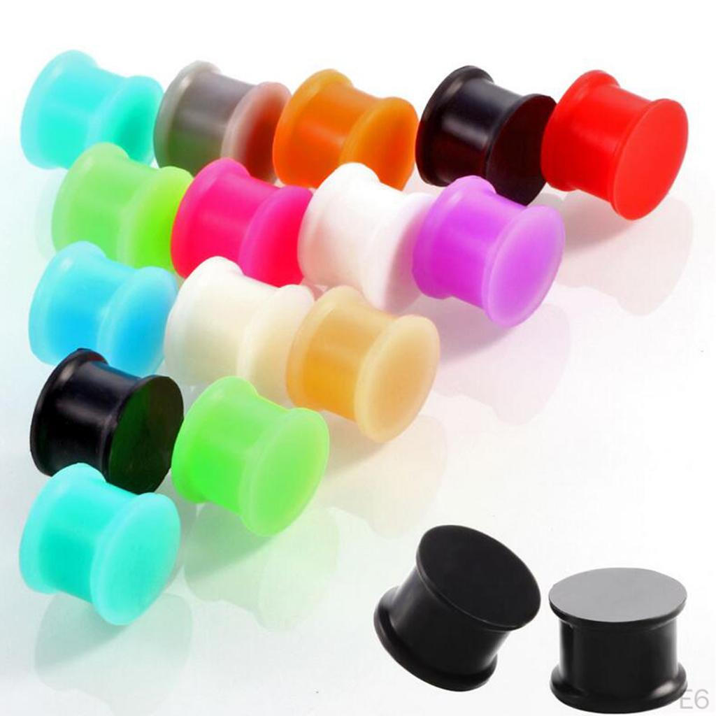 12 Pairs Ear Gauges Tunnels Silicone Expanders Flared