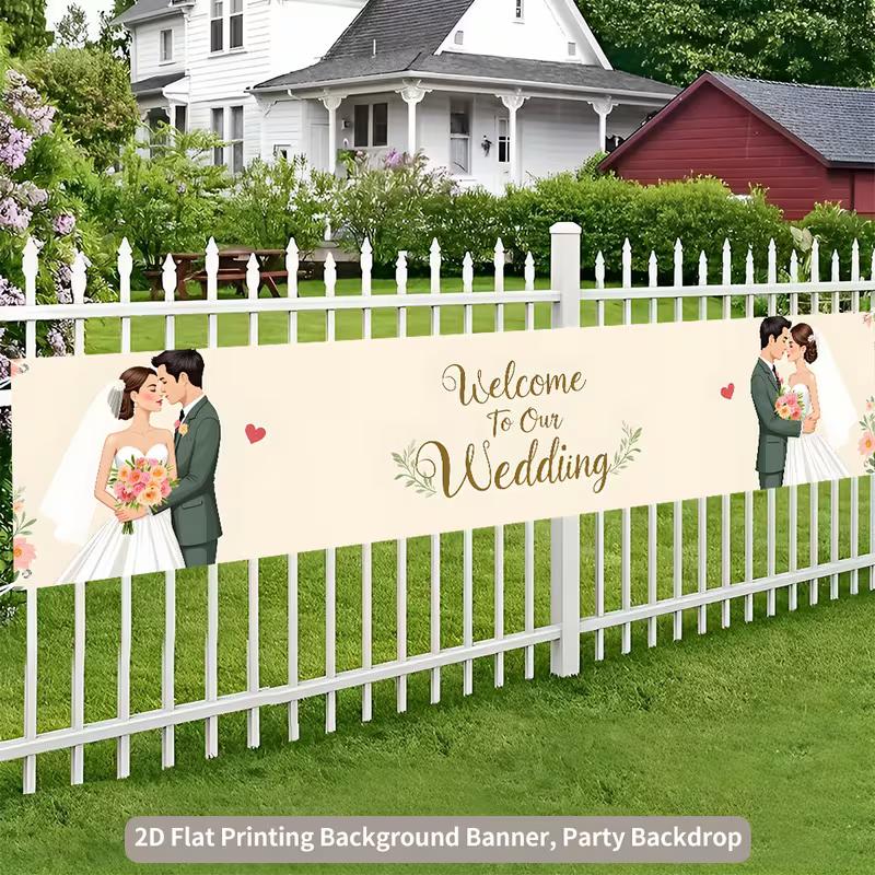 

2D Flat Printing Welcome to Our Wedding Banner for Fence Display 47.2x31.5inch/120*80cm