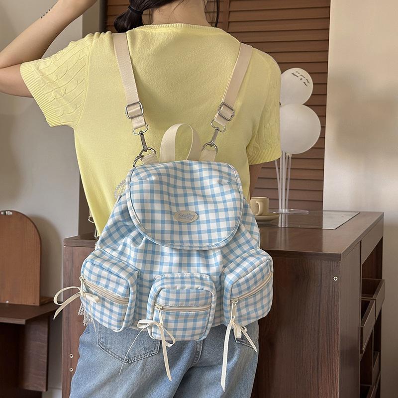 College style schoolbag women's new cute Japanese multi-pocket backpack fashion college student travel small backpack