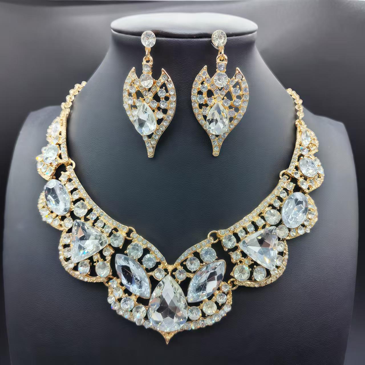 

Элегантный европейский и американский свадебный набор ожерелий - Свадебные ювелирные аксессуары из двух частей