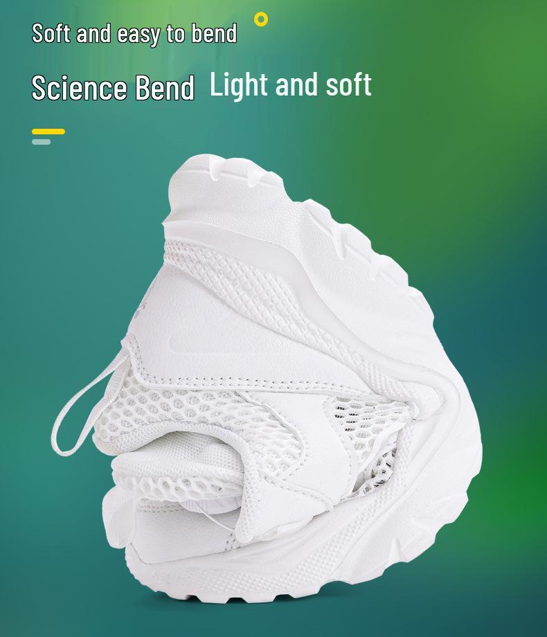 Babu Dou Kids' Breathable White Mesh Sports Shoes