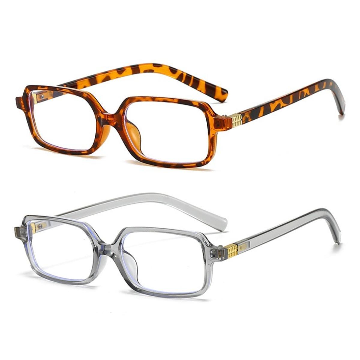 

2 Chic Quadrate Anti-Blue Light Eyewear with Metal Hinges and Cloth - Stylish PC Frame for Students Teachers and Office Use Dark Grey