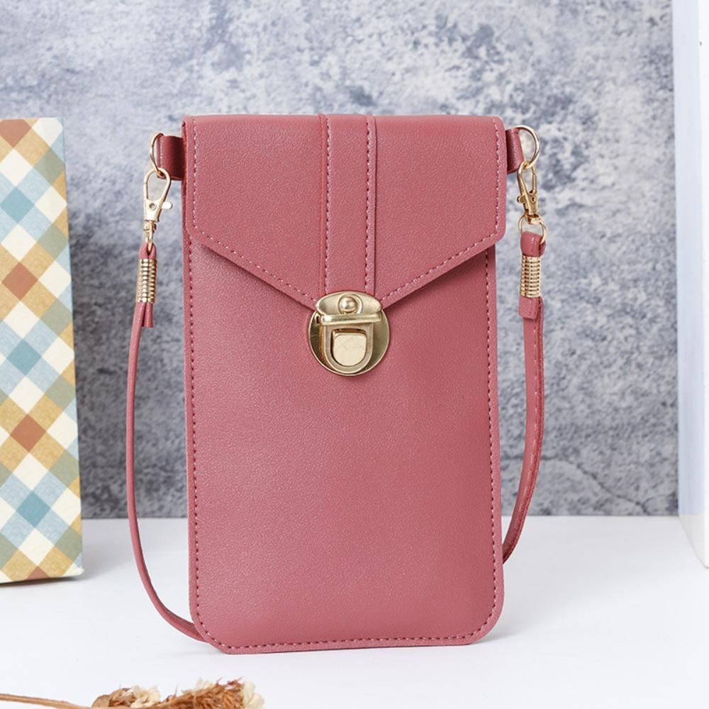 New PU Leather Touch Screen Phone Purse Portable Strap with Hook Closure Mobile Phone Bag Multi-function Shoulder Handbag
