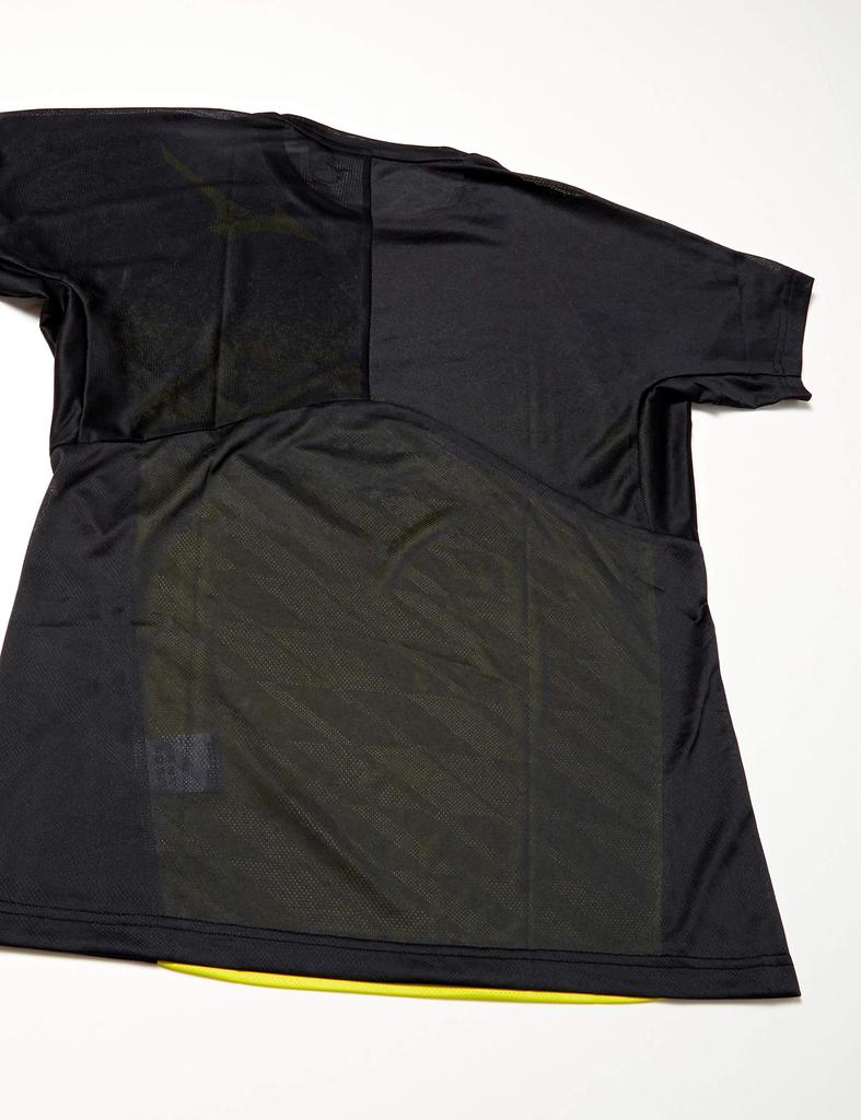 Mizuno Volleyball Practice T-Shirt, Short Sleeve, V2MA0111, Black/Lime, Size 2XL (Equivalent to Japanese Size 3L)