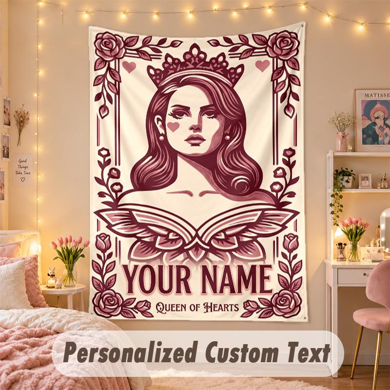 Arazzo Personalizzato su Misura, Stampa Lana Del Rey Testo con Nome Personalizzato Arte da Parete da Appendere per Camera da Letto