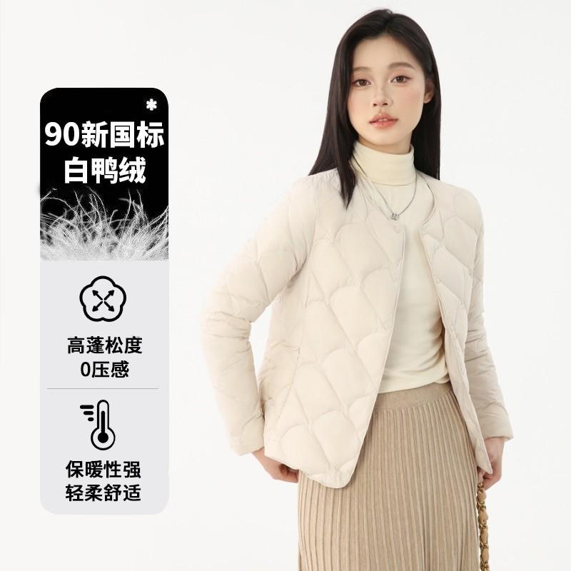 

New autumn and winter women s light and thin fish scale grid casual round neck fashion inner K-821 XXXXL абрикосовий