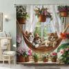 "Adorable Kittens In Hammock Waterproof Shower Curtain, Cute Animal Design For Kids Bathroom Decor"
