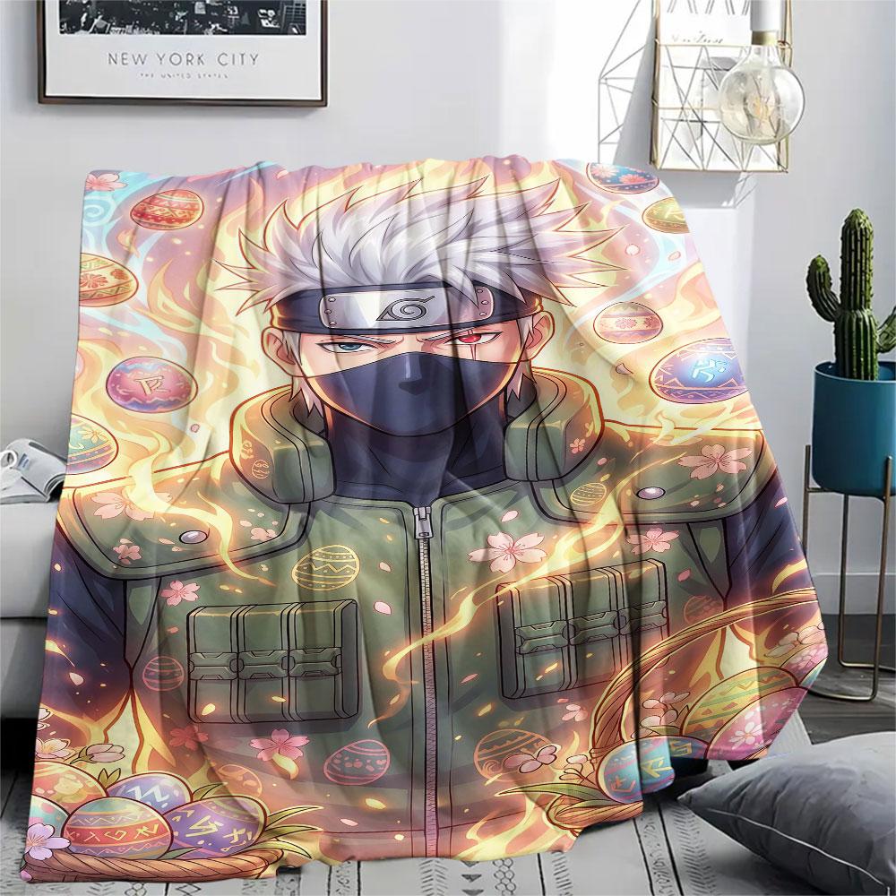 1Pc Naruto Easter Print Flannel Blanket, High Quality Comfortable for All Seasons, Home Decor, Warmth and Comfort, Perfect for Christmas Gifts