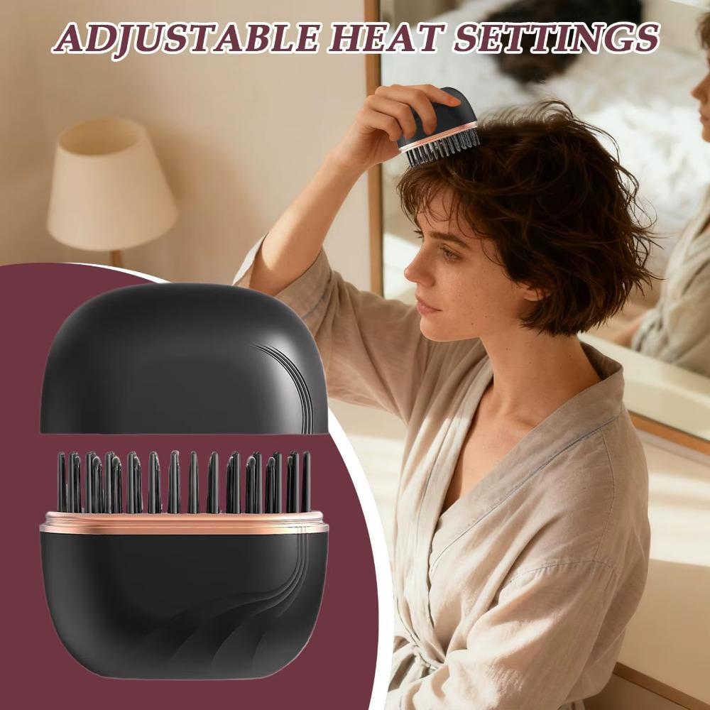 Anti-Scald Shell Mini Cordless Bangs Comb Lightweight Hair Straightener Brush Women