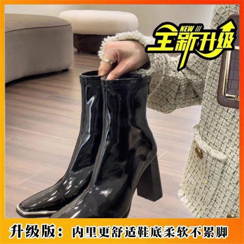 

2024 Internet celebrity new Korean outer wear long standing not tired knight boots small high thick heel women s boots 35