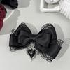 Gothic Lolita Style Hair Clip Black Ribbon Bow Fashionable Hair Clips for Women