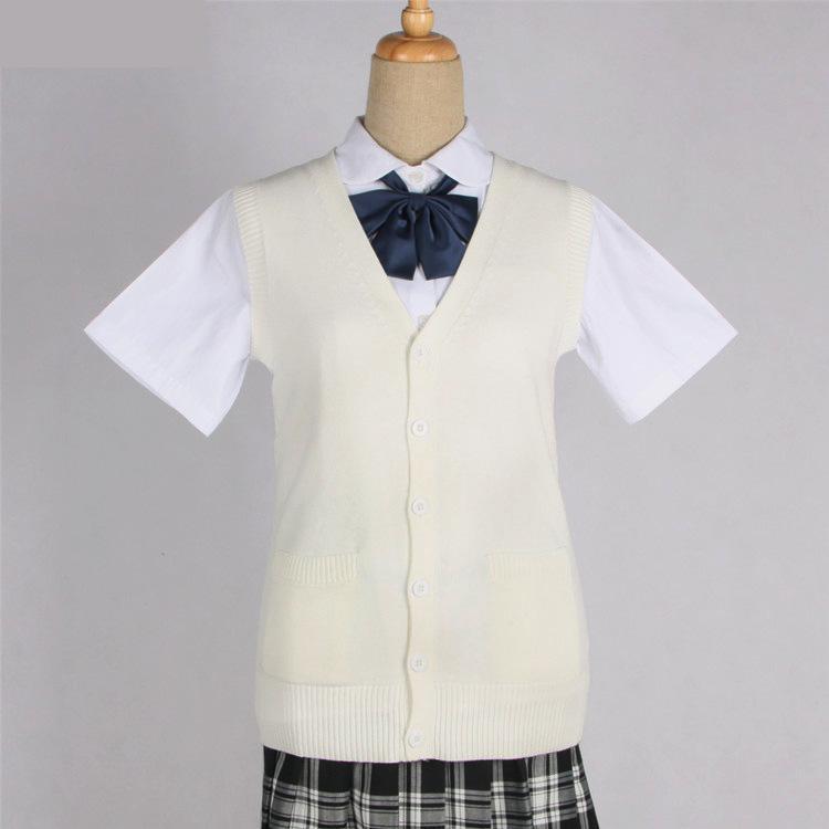 Japanese Girl College Students Sweater Waistcoat V-neck JK Uniform Knitted Cardigan Vest Campus Spring And Autumn Daily Clothes