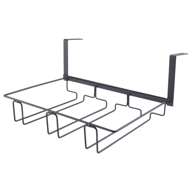 Under Cabinet Iron Wine Glass Rack 3-Row Hanging Stemware Holder 34x23cm Space-Saving Glasses Storage for Kitchen
