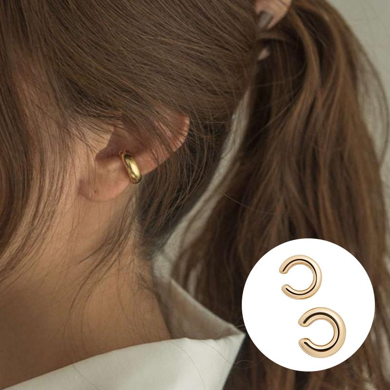 1 Pair Women's Punk Round Earclip Double Round Earclip Earclip Earrings C-shaped Vintage Fashion Earrings