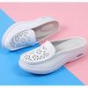 Genuine Leather Nurse Shoes Women Casual White Mules Lightweight Slip-On Comfortable Air-Cushion Travel Daily Wear Work Shoes