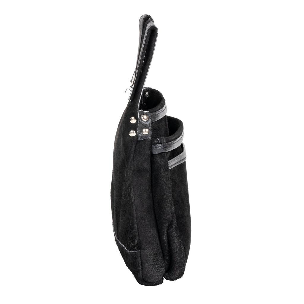 Antaga Shokunin Genuine Split Leather 3-Pocket Tool Pouch Nail Bag Black Made In Japan Y-Harness Compatible NB-25