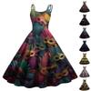 Women's Halloween Print Sexy Off-The-Shoulder Punk Vintage Dress