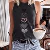 Heart-shaped Printed Sleeveless Top T-shirt with A Round Neck Pullover Vest