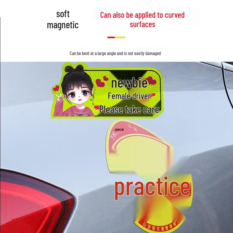 Female Driver Reflective Car Sticker Set