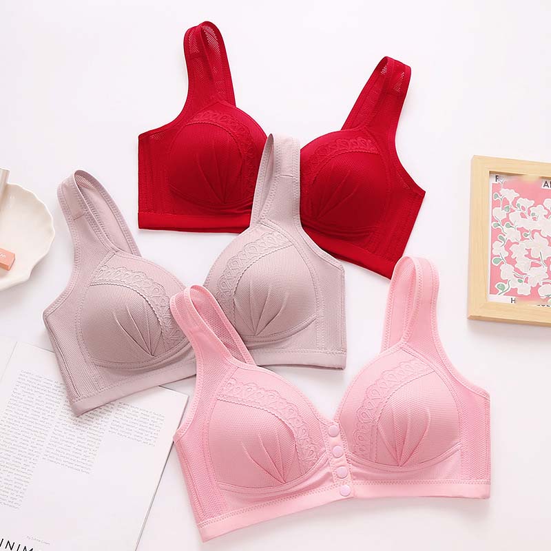 Large Size Front Button Underwear Gather Together for Breathability Comfortable Non Steel Ring Bra for Collecting Accessory Breasts