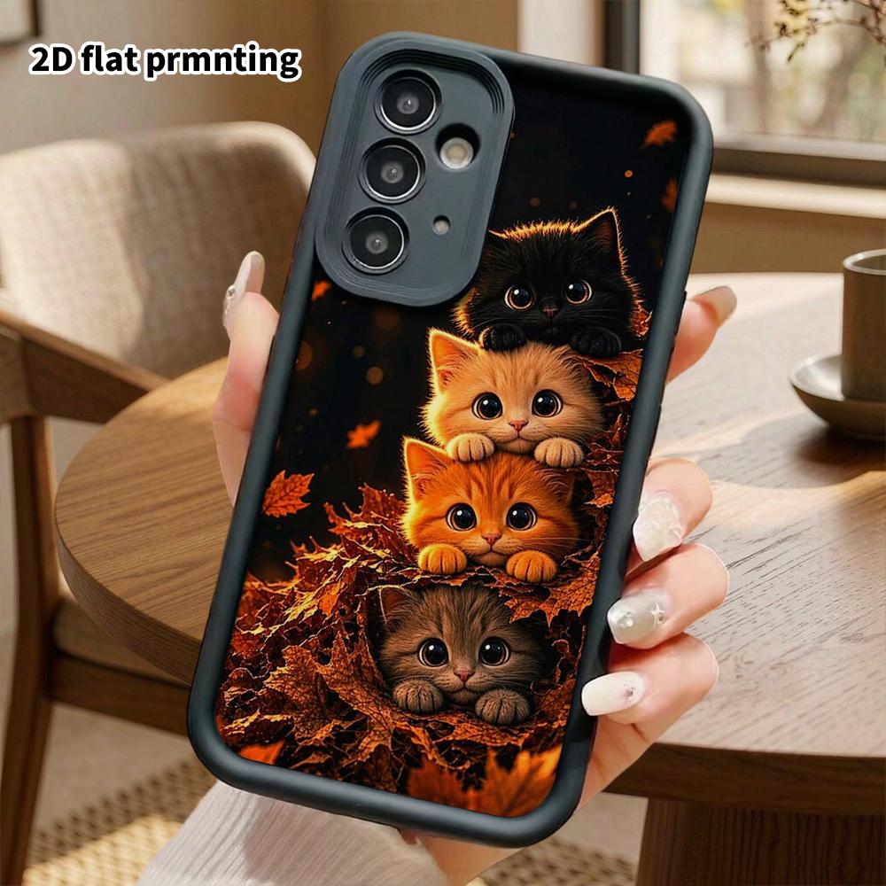 Phone Case: 2D Flat Samsung Galaxy A34 A35 M05 M06 S20 S22 S21 FE Plus 5G Layered Case, Cats In Different Fur Colors, Christmas and Halloween Gifts