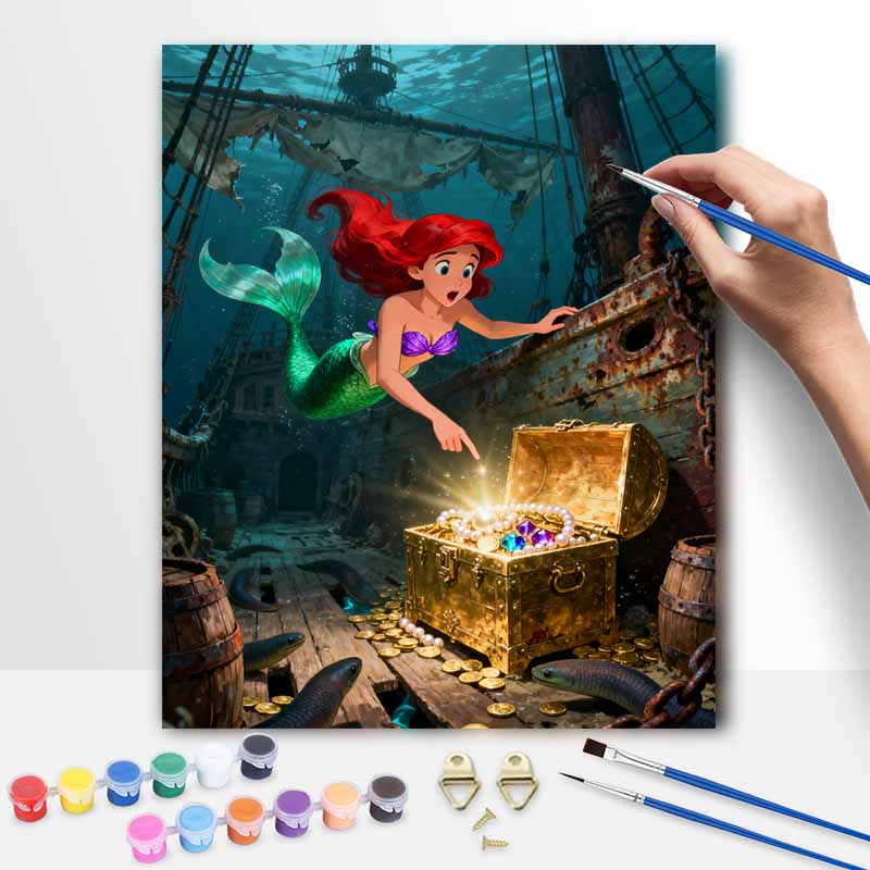 Disney mermaid digital oil painting diy oil painting hand painting living room bedroom decoration painting 20x30cm