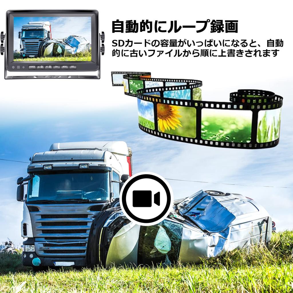 MJXD Rückfahrkamera und Monitor LKW Kabellos HD 1080P DVR DIY Nachtbild IP68 Set, Zubehör, Aufnahme, 12V-24V Kompatibel, Anleitung, Sicht,