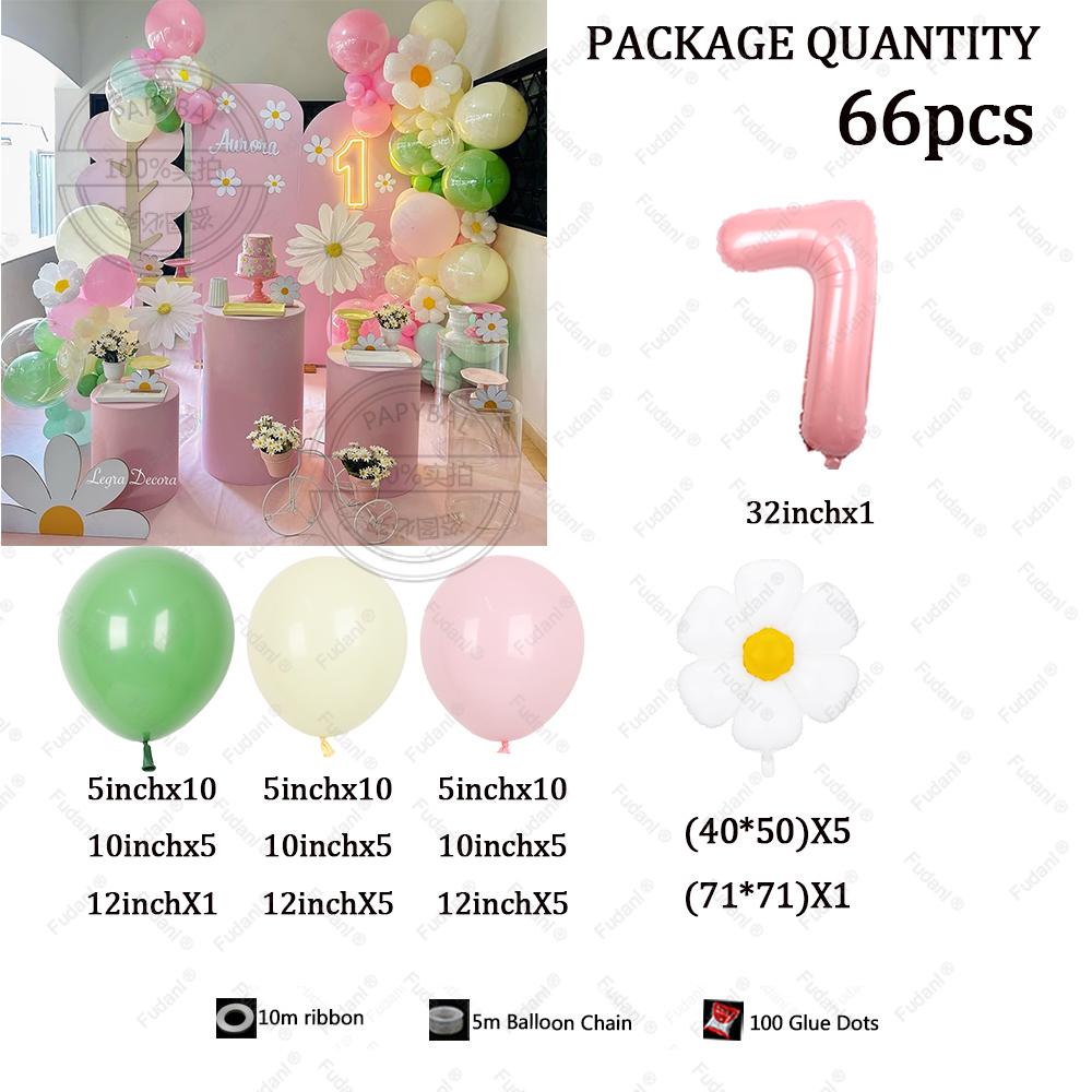 66pcs Macaron Latex Balloon Arch Set Daisy-themed Birthday Party Decor Baby Shower Gender Reveal Anniversary Wedding Supplies