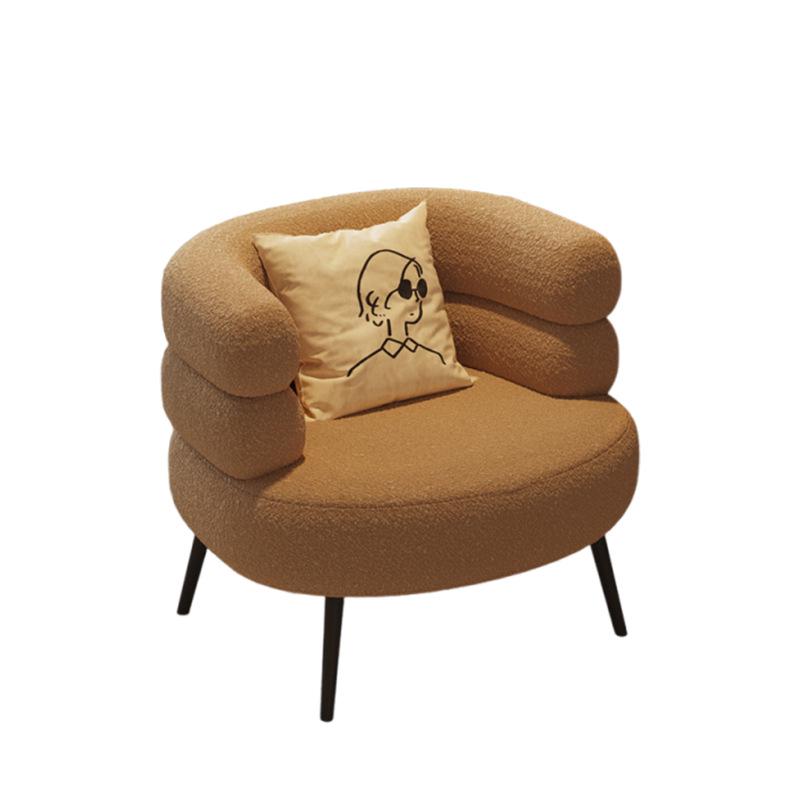 Nordic Lambswool Casual Chair: Comfy Makeup Seat & Home Sofa with Light Luxury Round Stool