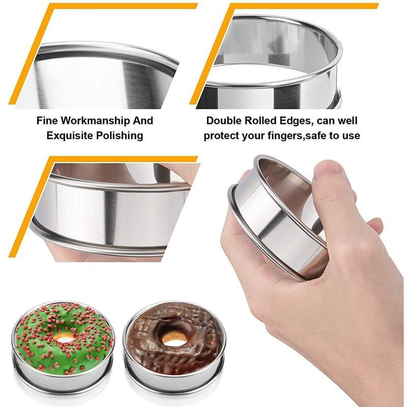 VOFUN-2Pcs Stainless Steel Double Rolled Baking Circle Tart Ring Fruit Pie Cake Cookie Molds 8Cm For Kitchen Biscuit Pastry