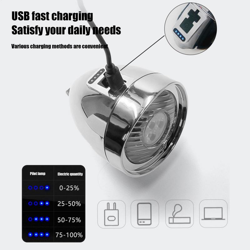 USB Charging Retro Bike Headlight Classic Mountain Bike Front Light 3 Led Bulbs Bicycle Front Lighting For Cycling Accessories