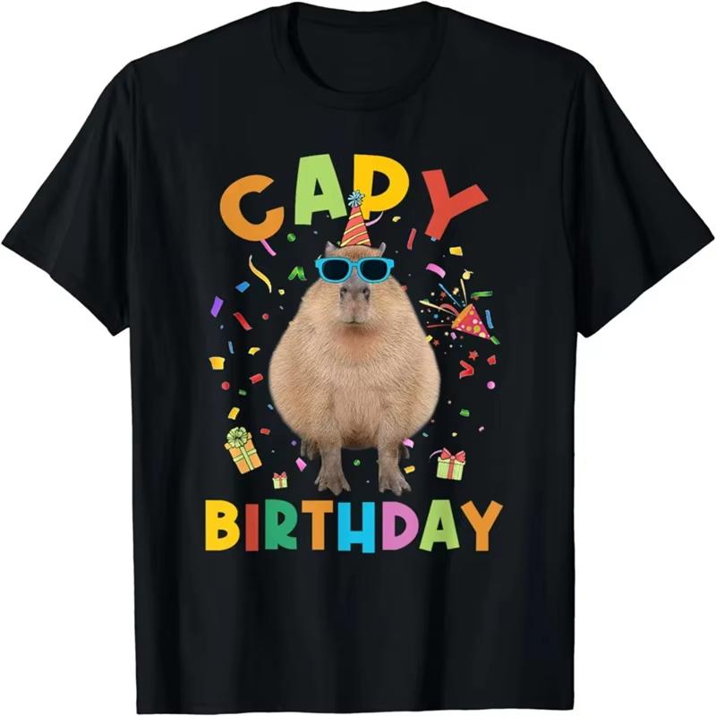 Cute Capybara Pattern T Shirts Funny Summer Short Sleeve Funny Animals Printed Tshirt Casual Oversized Men Women O Neck Tees