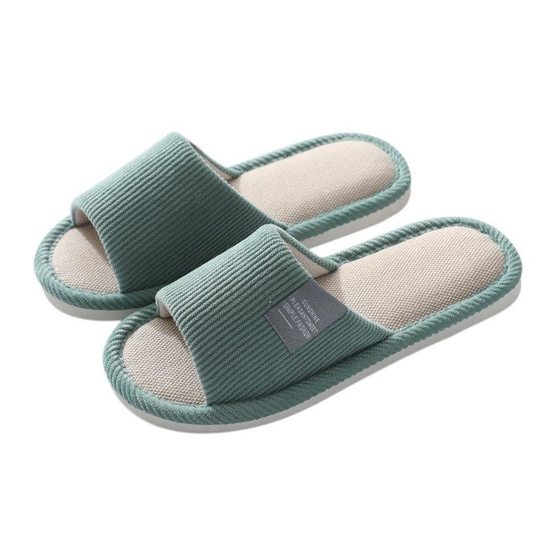 Four Seasons Linen Slippers Women's Home Cute Autumn and Winter Non-slip Sweat-absorbing Cotton and Linen Cloth Couple Floor Slippers Men