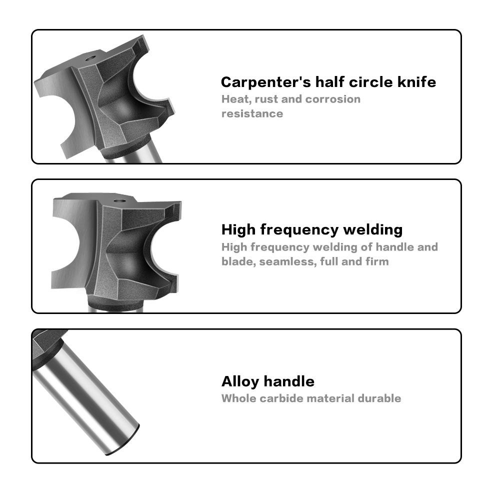 Semicircular Knife, Woodworking Positive Semicircular Knife, Arc Cutter Engraving Milling Cutter, Trimming Knife Fancy Knife 1/2 Handle 1/4 Handle