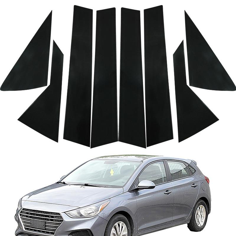 Gloss Black Pillar Post Fit For Hyundai Accent HC/YC 2018-2022 Anti-Scratch Decorative Cover Film Universal Automobile Exterior Accents