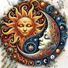Vintage Yin Yang Metal Wall Art, Sun and Moon Aluminum Decor for Indoor Outdoor Living Room Bedroom