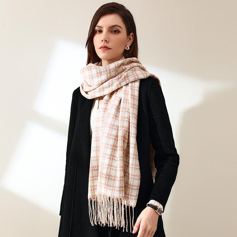 Sweet plaid scarf winter women's imitation cashmere warm scarf women's medium and long shawl scarf