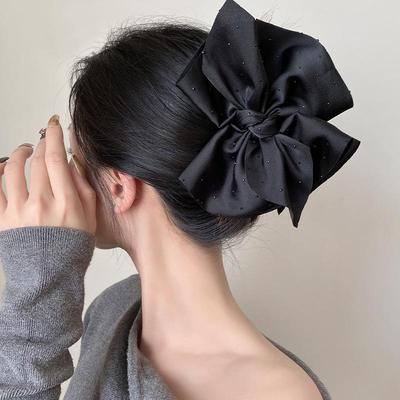 Schwarze Große Schleife Haarkralle Für Damen Mädchen Elegantes Temperament Pferdeschwanz Haifischklemme Mode Haaraccessoires Geschenk