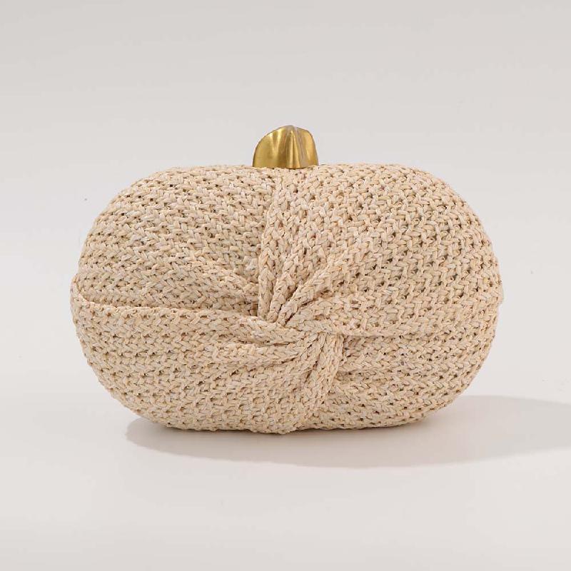 

Wedding Crossbody Bag Clutch Fashion New Straw Shoulder Evening Party Multi-color Woven Oval Bags Luxury Designer Women Wallet 22x8x14cm грязно-белый