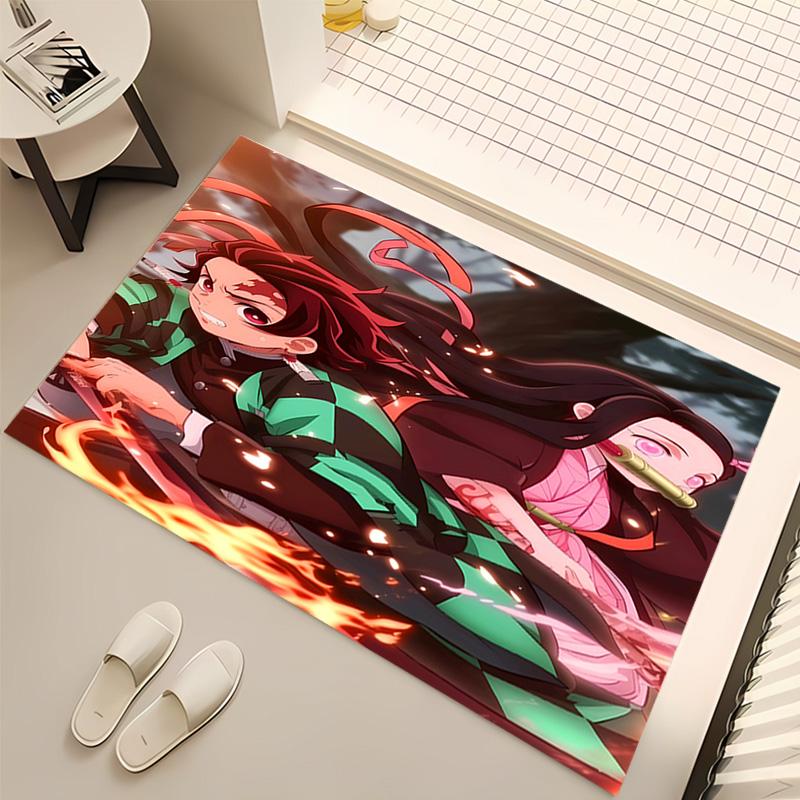 1pc Demon Slayer Print Area Rug - Soft, Washable Non-Slip Indoor Mat, Living Room, Home Office Decorative Rug,Office Decorative